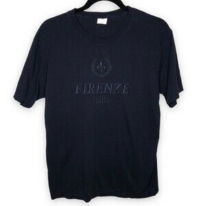ITS Firenze Italia Made In Italy Dark Navy 100% Cotton Short Sleeve Shirt Large